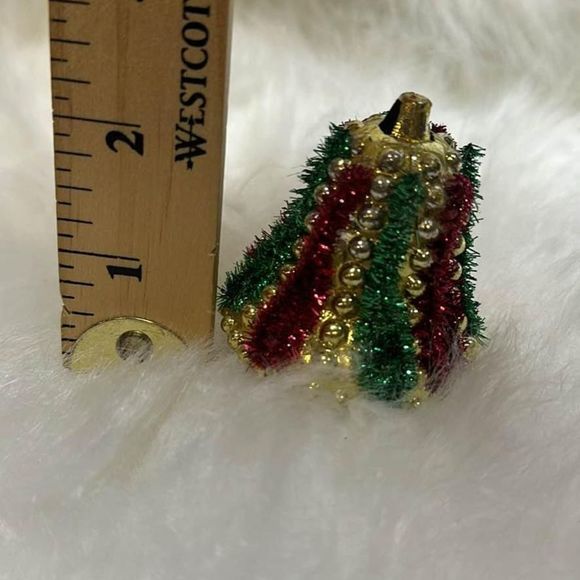 Vintage Lot of 5 Homemade Push Pin Satin Christmas‎ Ornaments - Picture 5 of 5